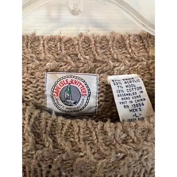 Vintage 90's Cape Isle Knitters Tan Duck Themed Knit Crewneck Sweater Men's L - Picture 5 of 9
